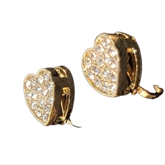 Rhinestone Heart Clip-on Earrings (NWOT) - Picture 2 of 6